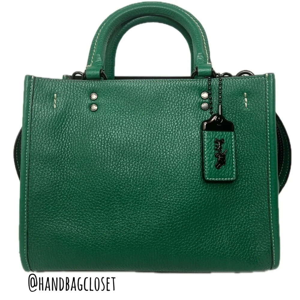 Coach Green Grass 25 Rare Glovetanned Leather Rogue Bag - Picture 9 of 16